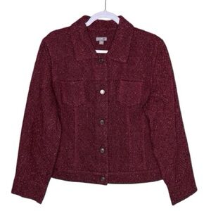 J Jill | Burgundy Tweed Wool Blend Jacket L